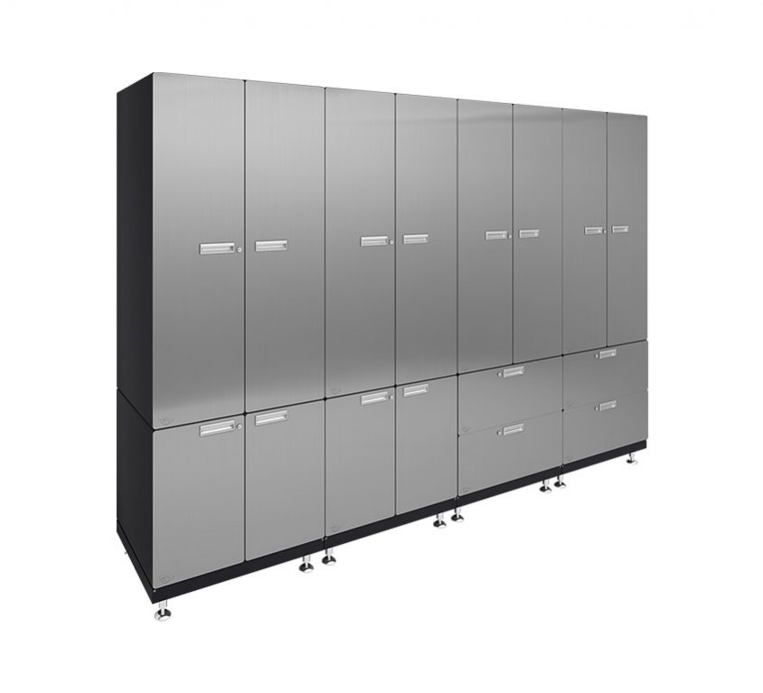 Kit 7 – Locker Wall Garage Cabinet System | 24”D x 120”W x 84”H