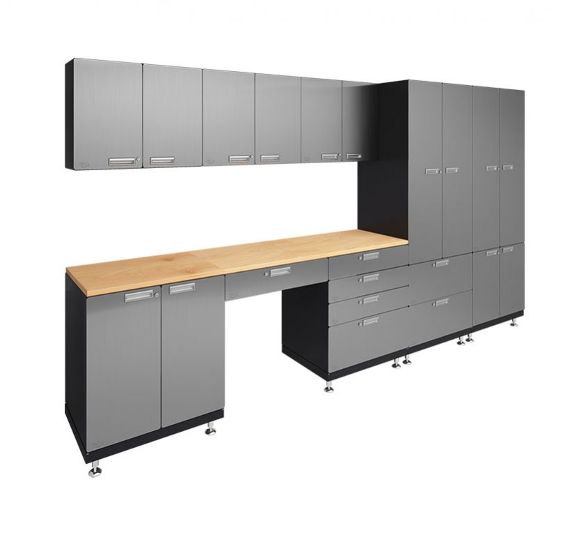Kit 5 – Storage Desk Garage Cabinet System | 24”D x 150”W x 84”H