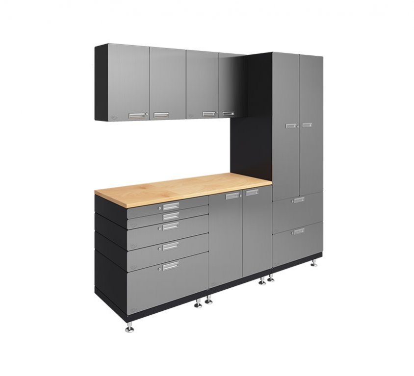 Kit 3 – Work Center Garage Cabinet System | 24”D x 90”W x 84”H