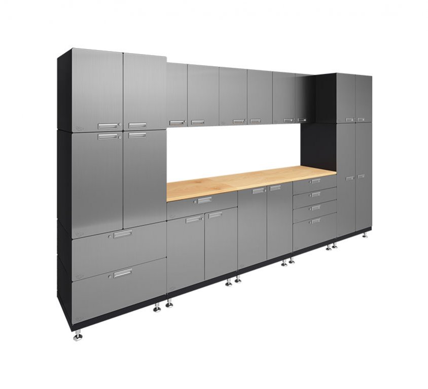 Kit 1 – Double Work Center Garage Cabinet System | 24”D x 150”W x 84”H