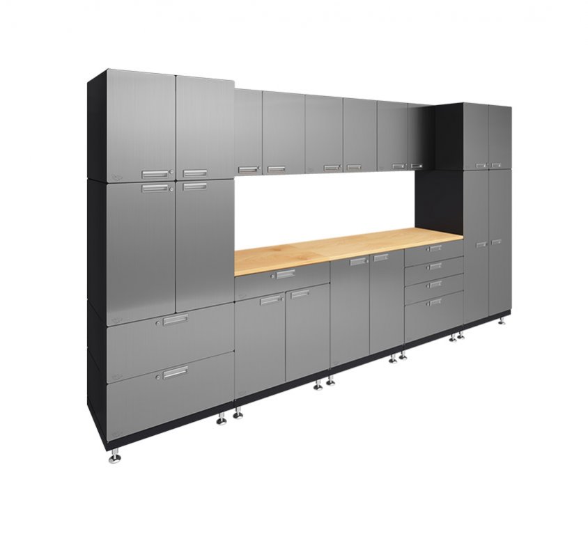 Kit 1 – Double Work Center Garage Cabinet System | 24”D x 150”W x 84”H